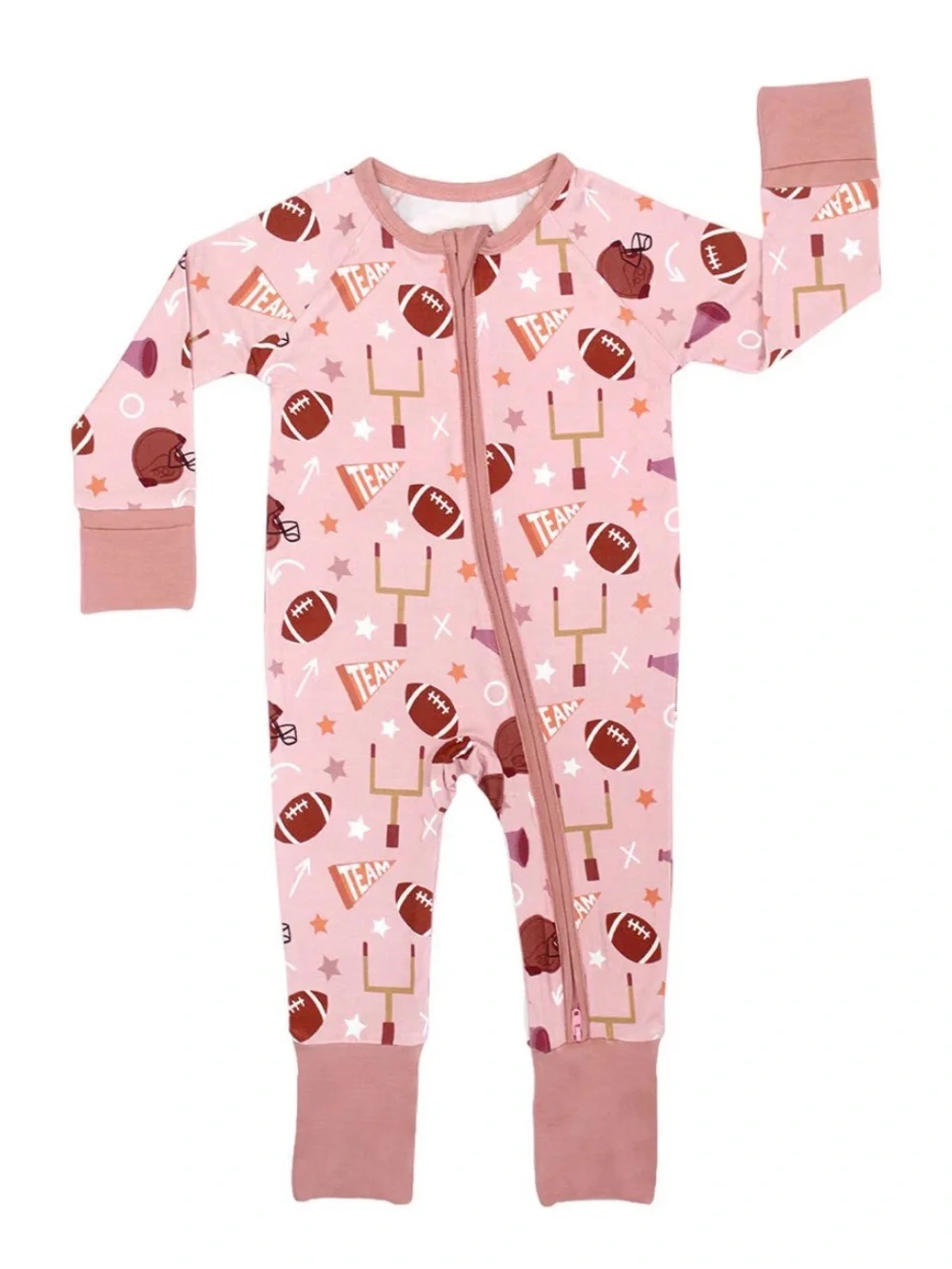 Emerson and Friends Rose Football Bamboo Baby Footie